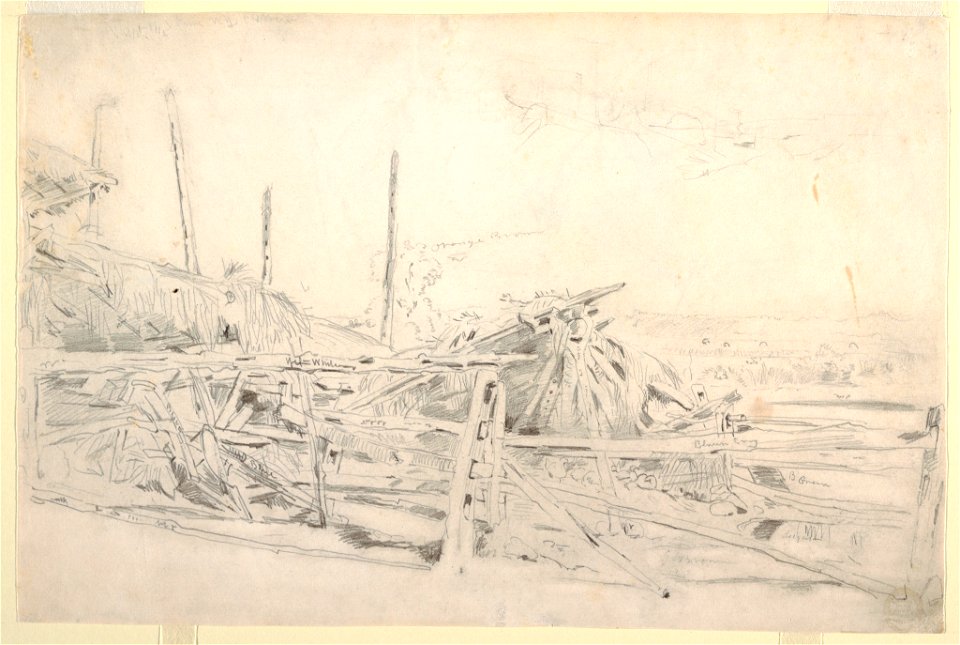 Drawing, Haystack and Rail Fence, ca. 1870 (CH 18174827)