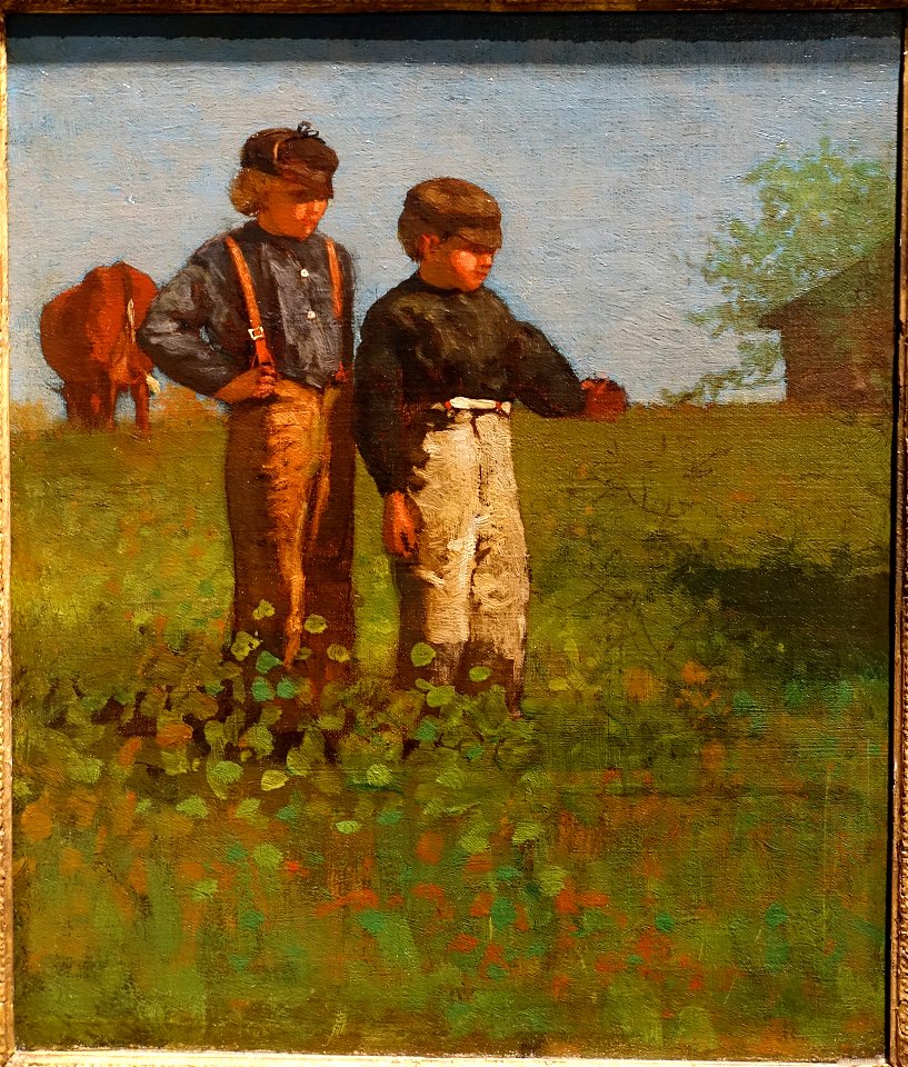 Young Farmers (Study for Weaning the Calf), by Winslow Homer, 1873-1874, oil on canvas - Portland Museum of Art - Portland, Maine - DSC04055