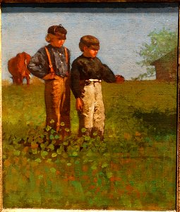 Young Farmers (Study for Weaning the Calf), by Winslow Homer, 1873-1874, oil on canvas - Portland Museum of Art - Portland, Maine - DSC04055