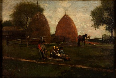 Winslow Homer - Haystacks and Children (1874)