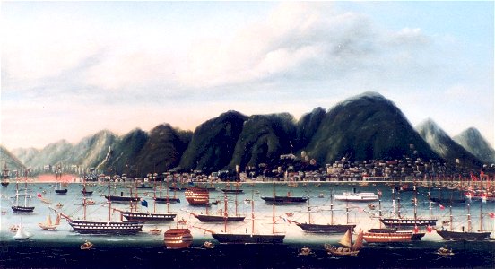 Hong Kong Harbor, 1860. Free illustration for personal and commercial use.