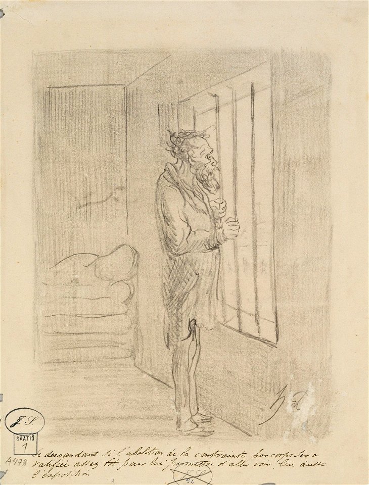 Honoré Daumier - Man under lock and key - A-2002-174 - Finnish National Gallery