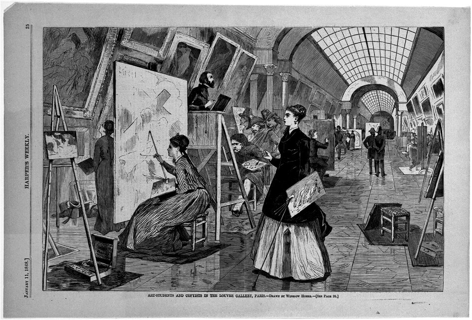 Brooklyn Museum - Art-Students and Copyists in the Louvre Gallery, Paris - Winslow Homer - overall