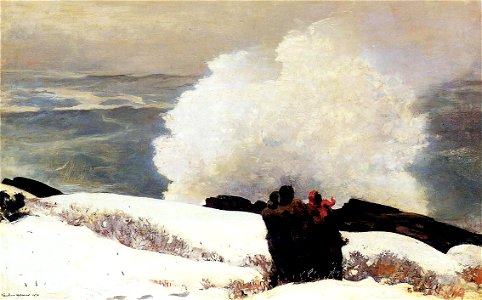 Winslow Homer - Watching the Breaker - A High Sea. Free illustration for personal and commercial use.