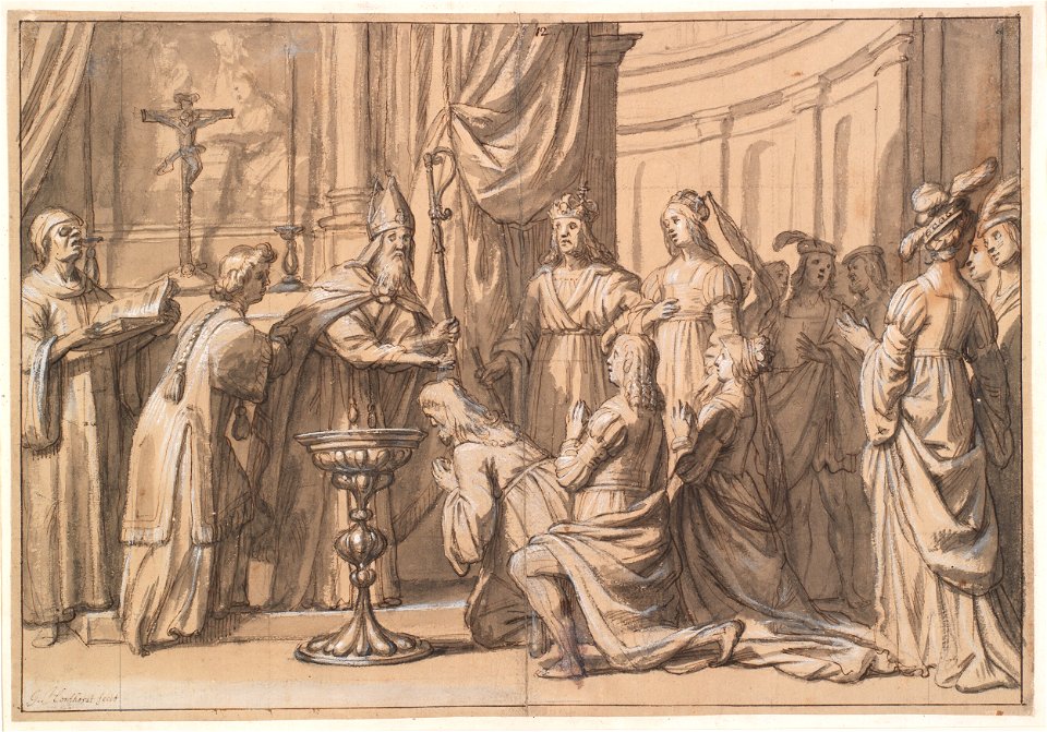 Honthorst - Harald Klak og hans familie døbes i Mainz, KKSgb7543