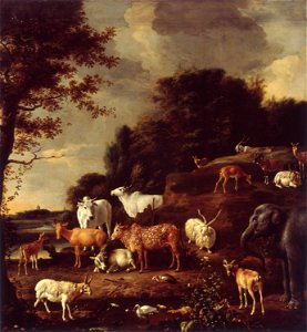 Landscape with Exotic Animals by Melchior d'Hondecoeter Het Loo. Free illustration for personal and commercial use.
