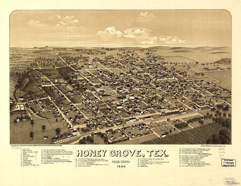 Honey Grove, Tex. Fannin County 1886. LOC 75696597