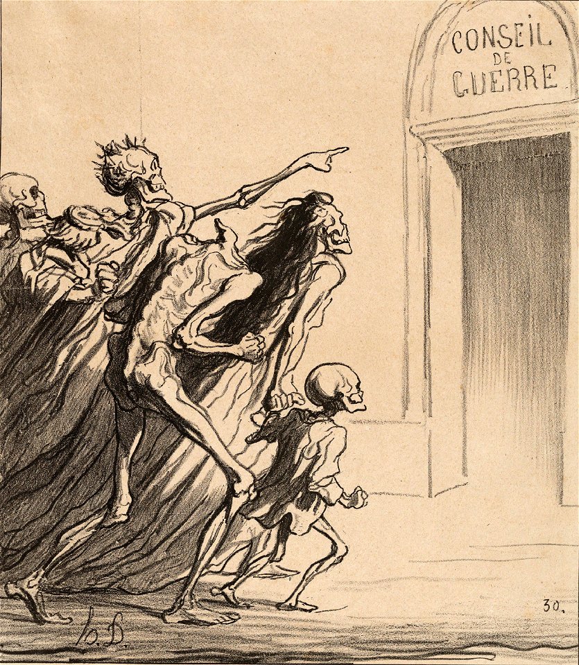Honoré Daumier, The Witnesses - The War Council (1872), lithograph, 25.3 × 22.2 cm., Metropolitan Museum of Art, New York