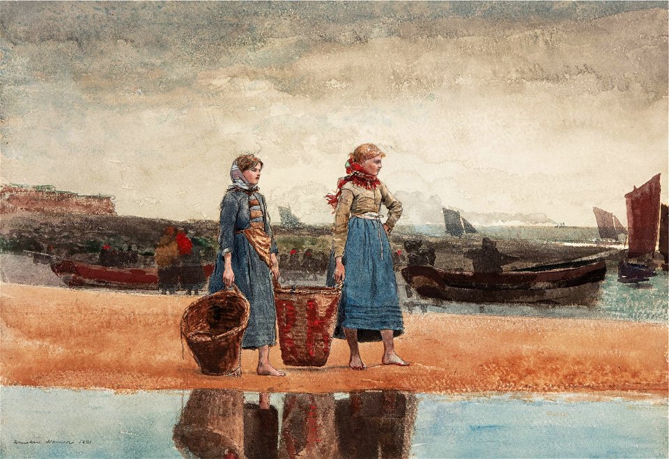 Winslow Homer - Two Girls On The Beach, Tynemouth (1881)