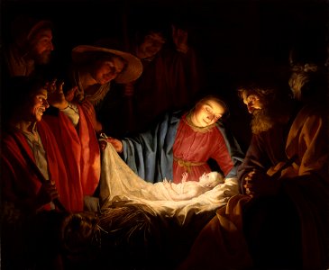 Gerrit van Honthorst - Adoration of the shepherds. Free illustration for personal and commercial use.