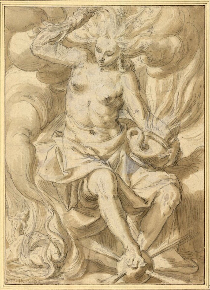 Honthorst - Das Feuer (weibl. Allegorie), 8440