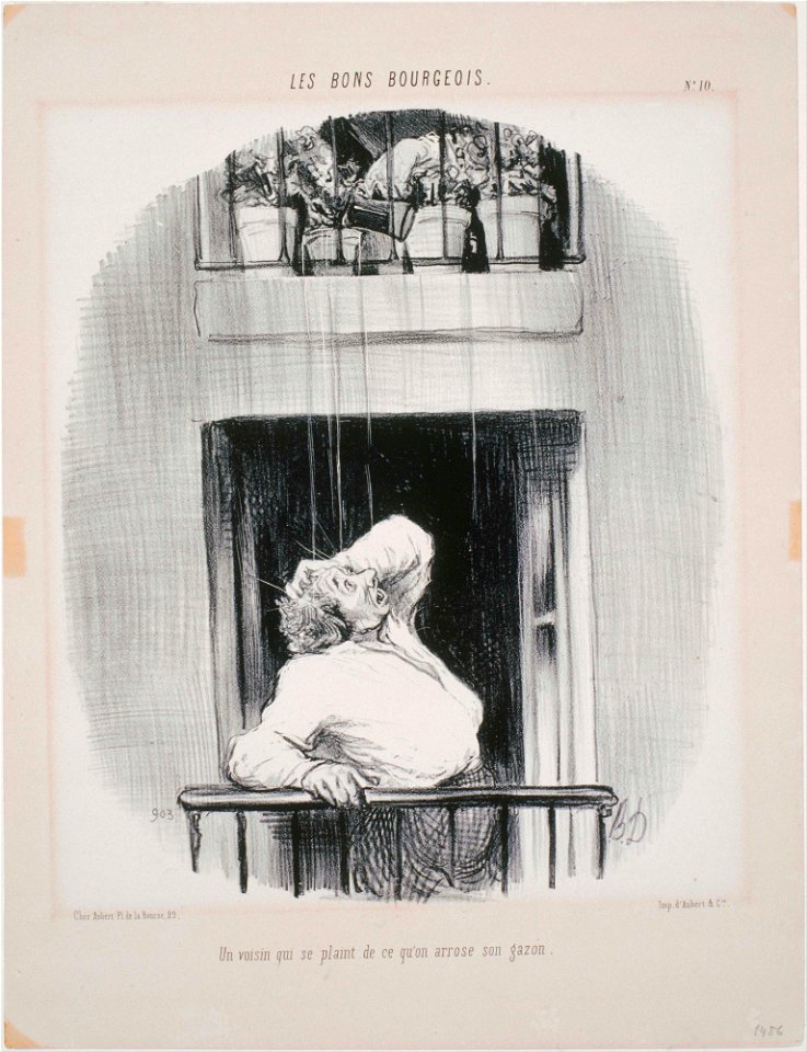 Honoré Daumier - Les Bons Bourgeois- Un voisin qui se plaint de ce qu'on arrose - Google Art Project