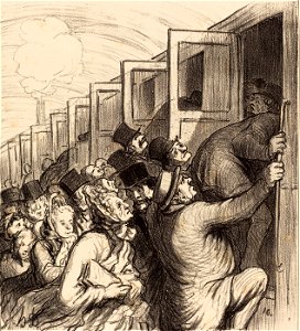 Honoré Daumier, The Trains of Pleasure, published in Le Charivari (1864), lithograph. Free illustration for personal and commercial use.