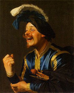 Honthorst - Merry Musician with Violin under his left Arm, Collection Schönborn, Pommersfelden