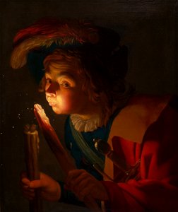 Honthorst - A Boy Blowing on a Firebrand, 1621-22, 2018.135