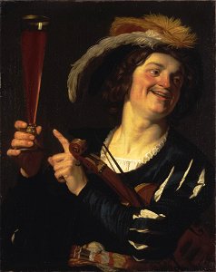 Honthorst - Convival Fellow, 1624, ГЭ-717. Free illustration for personal and commercial use.