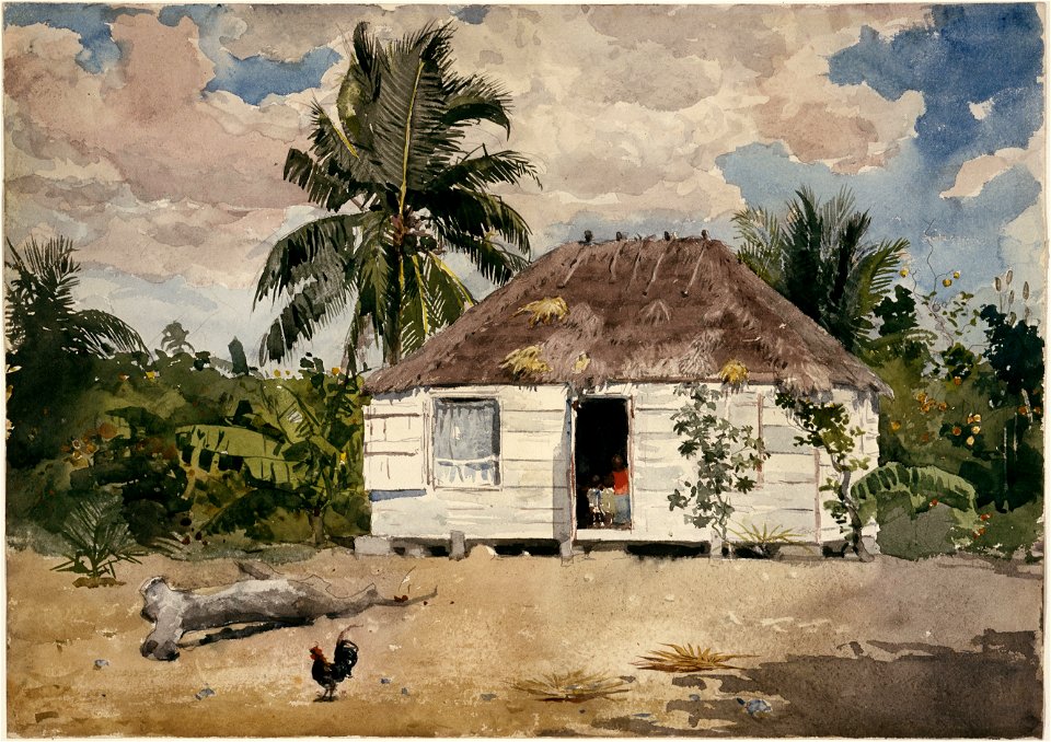 Native Huts, Nassau, by Winslow Homer, 1885