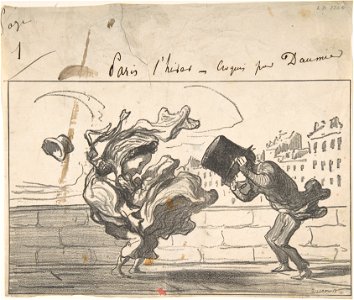 Honoré Daumier, Croquis d'Hiver...Un Coup de Vent non Prédit par Mathie, 1864
