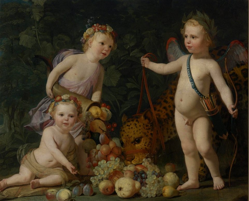 Honthorst - THREE CHILDREN WITH FRUIT AND A JAGUAR, lot.130 (cropped)