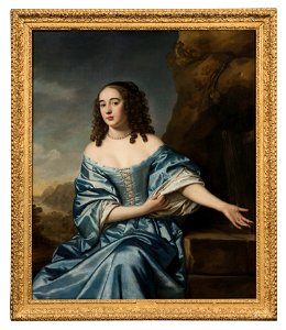 Honthorst - Portrait of Princess Sophie, Electress of Hanover (1630-1714), three-quarter-length, seated, in a blue dress, a landscape beyond, 6223909