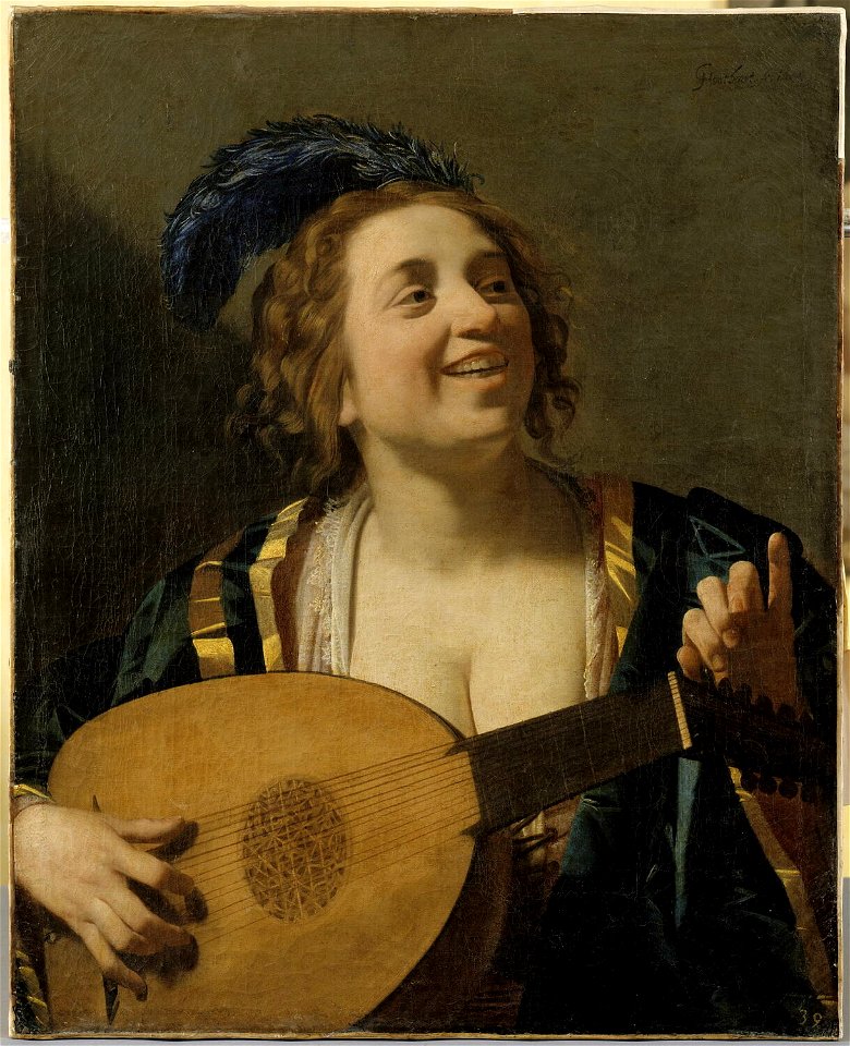 Honthorst - Femme jouant du luth, INV 1368