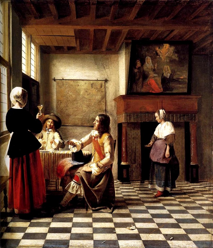 Pieter de Hooch - A Woman Drinking with Two Men - WGA11694