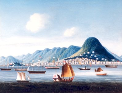 Hong Kong Harbour, 1850. Free illustration for personal and commercial use.