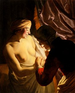 Honthorst - THE FLEA HUNT, lot.146