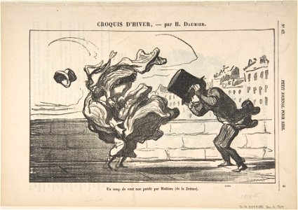 Honoré Daumier, Croquis d'Hiver...Un Coup de Vent non Prédit par Mathieu (de la Drôme), 1864