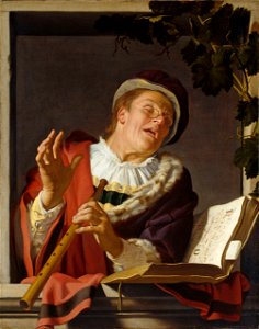Gerard van Honthorst - Zingende fluitspeler (ca. 1623)