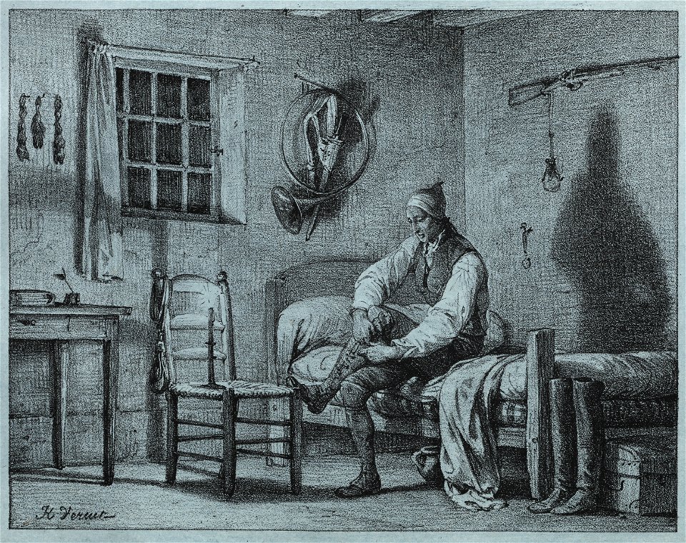 Horace Vernet (French, 1789-1863) - The Man-Servant of Limier Rising from Bed - 2003.277 - Cleveland Museum of Art