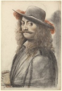 Homme coiffé d'un feutre empanaché, de trois quarts à gauche (Nicolas Lagneau)
