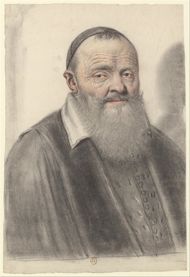 Homme âgé à longue barbe, portant une calotte, vu presque de face (Nicolas Lagneau)