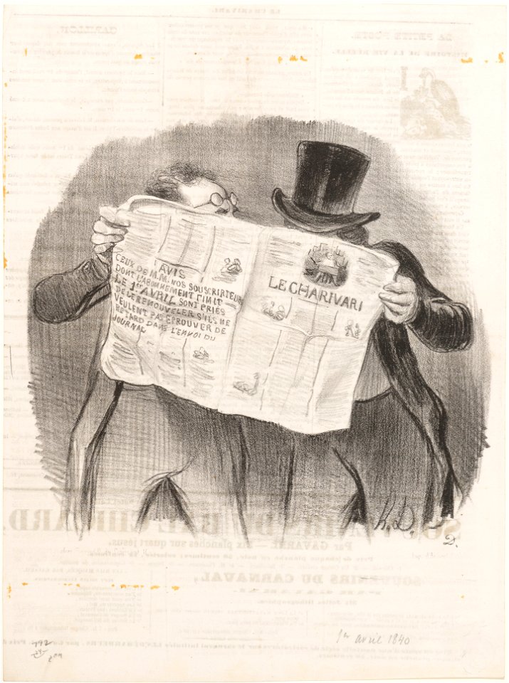 Honoré Daumier, Le Charivari - Advice to Subscribers, 1840