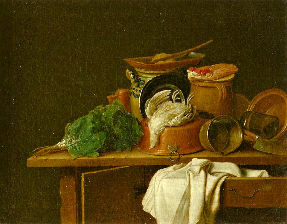 Horemans, Peter Jakob - Stillleben mit Küchengeschirr und totem Rebhuhn - 1765