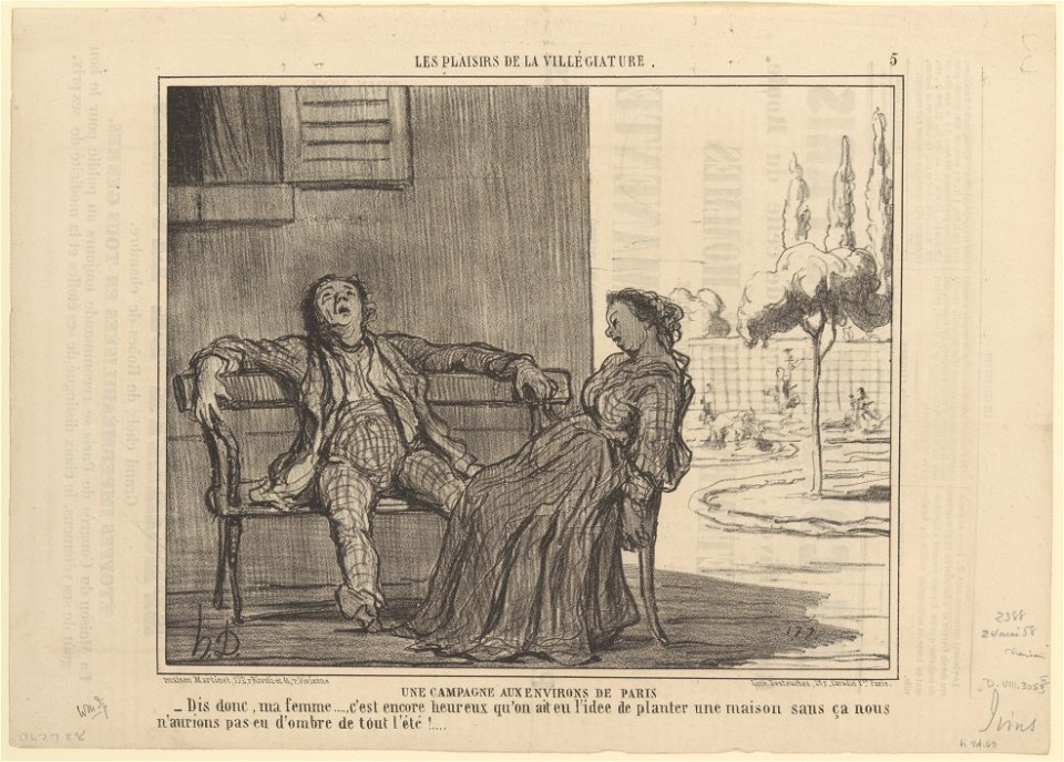 Honoré Daumier, The Pleasures of a Sojourn in the Country - A Country House Near Paris, 1858