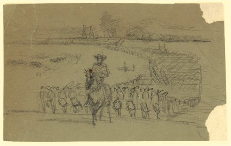 Horseman at the head of a column of infantry LCCN2004660939