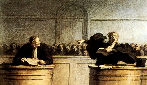 Honoré Daumier, Une cause célèbre, c.1862 (gouache)
