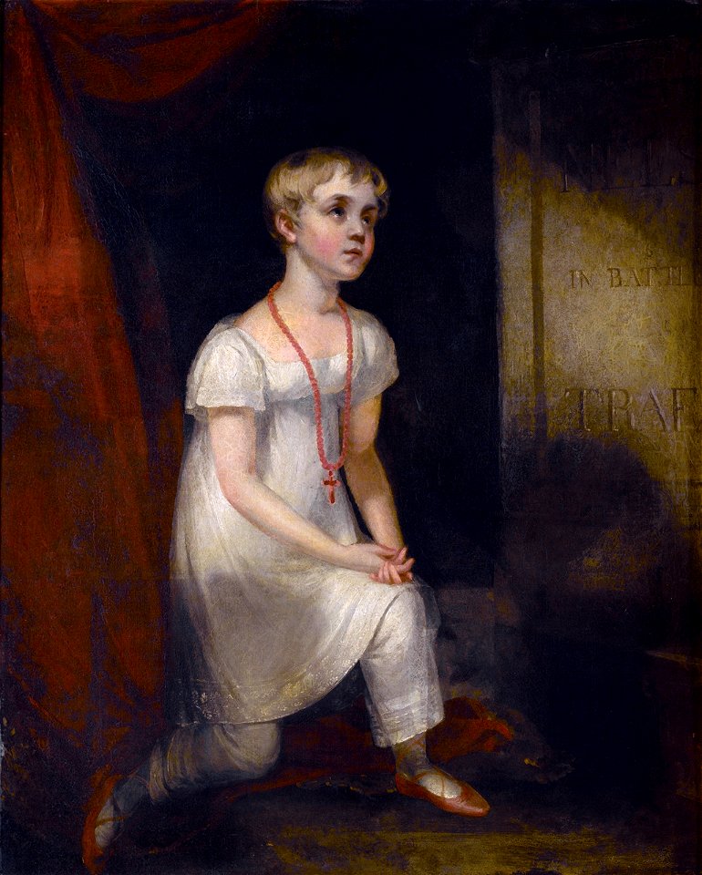 Horatia Nelson kneeling before her father's tomb, by William Owen