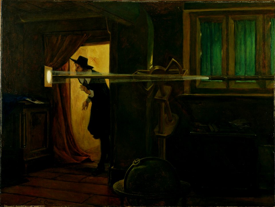 Horrocks observing the 1639 transit of Venus by Eyre Crowe
