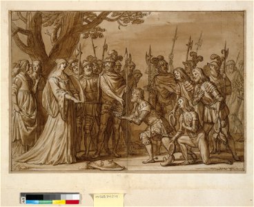 Honthorst - Kong Albrecht overrækker den svenske krone til dronning Margrethe I i 1389, KKSgb7424