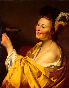 Honthorst - Lute Player, 1624, ГЭ-718. Free illustration for personal and commercial use.