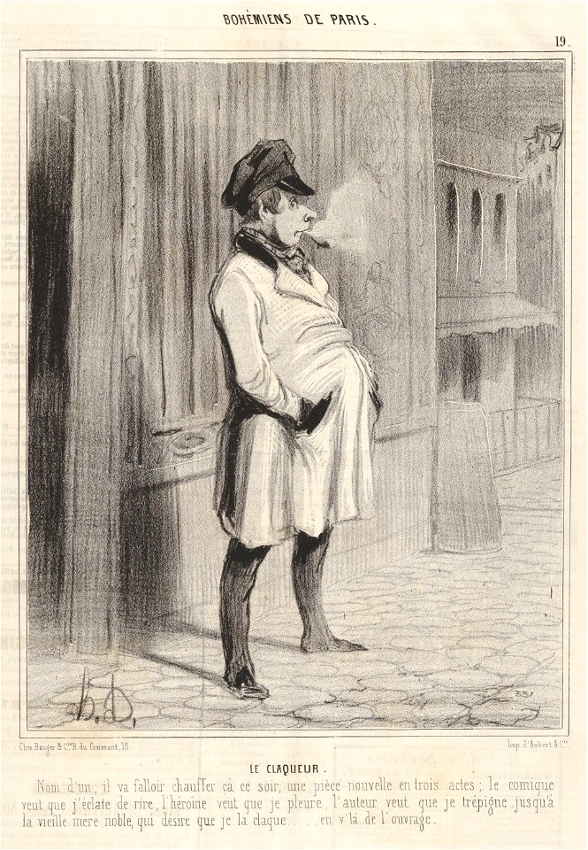 Honoré Daumier, Bohémiens de Paris - Le claqueur, 1842