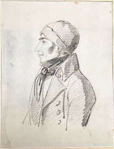Hortense Haudebourt-Lescot - Portrait of a Man in Profile with a Bonnet. Free illustration for personal and commercial use.