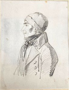 Hortense Haudebourt-Lescot - Portrait of a Man in Profile with a Bonnet