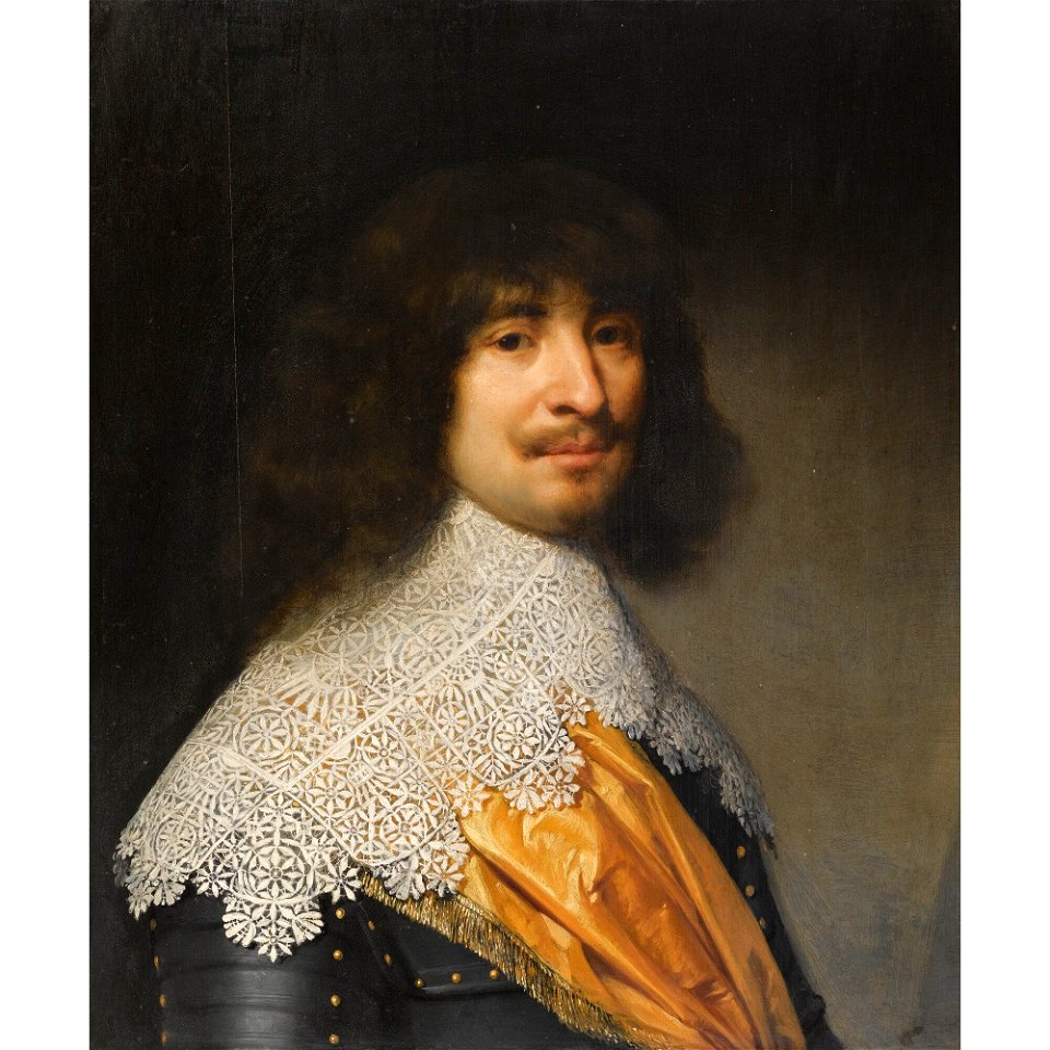 Honthorst - PORTRAIT OF A GENTLEMAN, PROBABLY SIR THOMAS ASTON (1600-1646) IN A WHITE LACE COLLAR AND A FRINGED SASH, lot.222