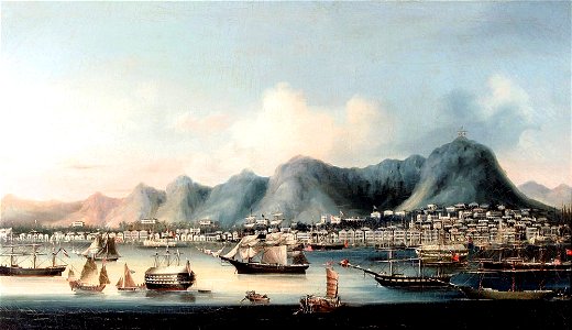 Hong Kong Harbour, circa 1865. Free illustration for personal and commercial use.