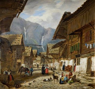 Hopkins Horsley Hobday Horsley (1807-1890) - Andermatt, Switzerland (panel in the Everitt Cabinet) - 1892P41.13 - Birmingham Museums Trust. Free illustration for personal and commercial use.