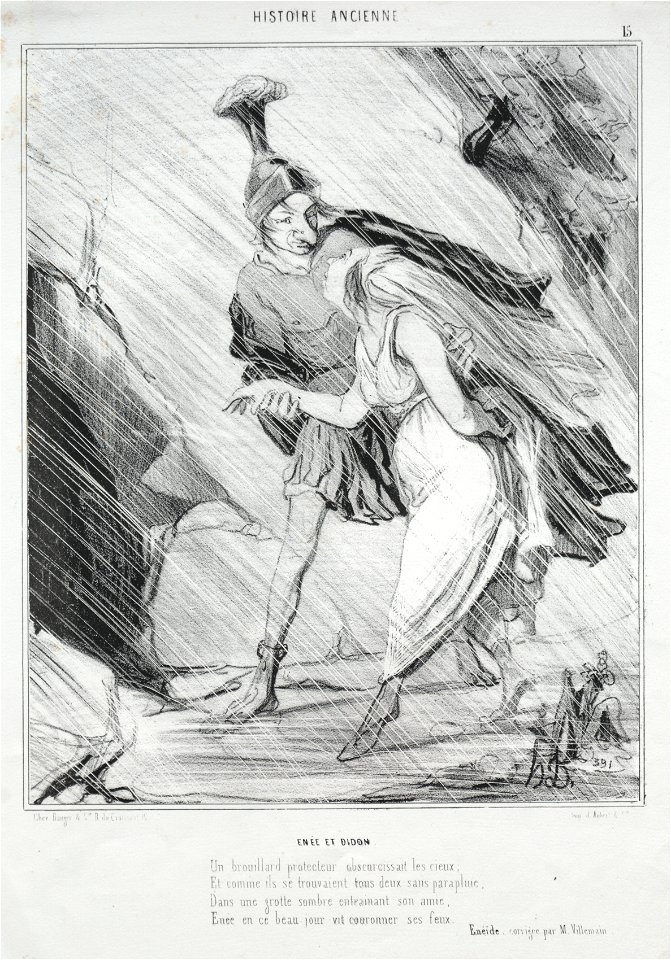 Honoré Daumier (French, 1808-1879) - Ancient History (plate 15), Enée and Didon - 1965.541 - Cleveland Museum of Art