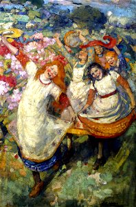 Edward Atkinson Hornel - The Dance of Spring (c.1891, improved)